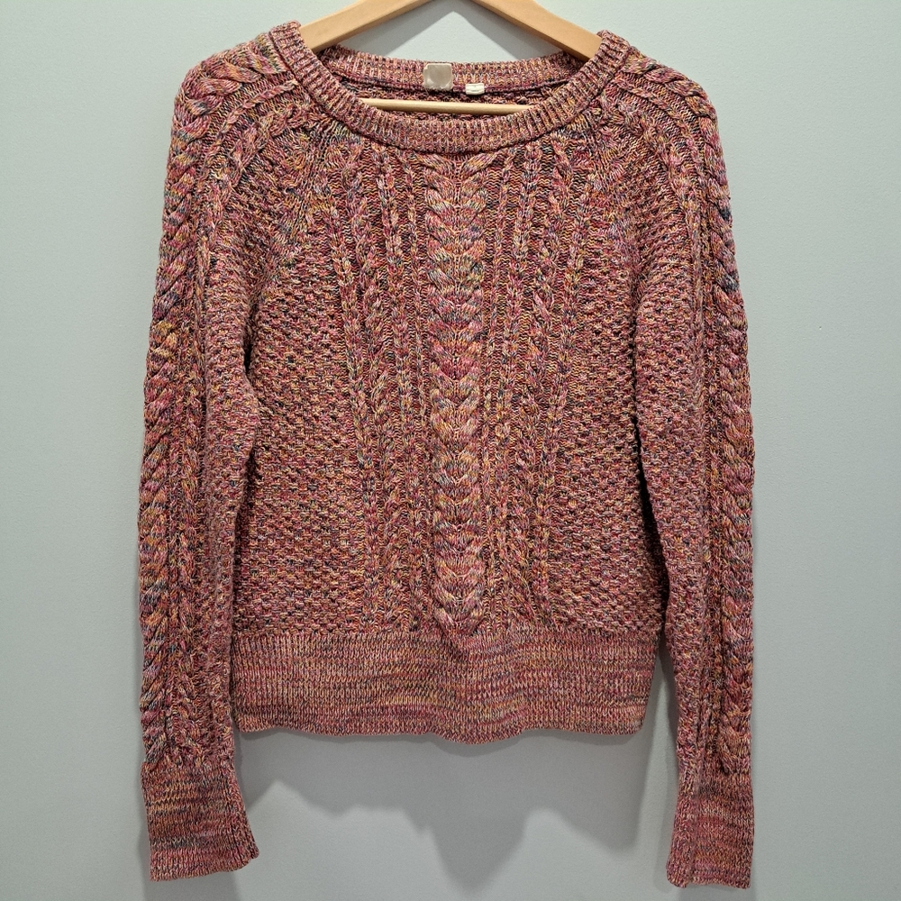 GAP Multicolor Cable Knit Cottagecore Cabincore Coastal Rustic Sweater Womens M